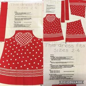 Vtg Spring Mills 1976 Girls Heart Dress Cut Sew Cotton Fabric Panel Sz 2-4